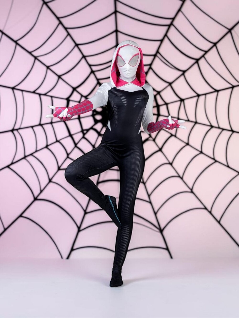 Adult Spider-Gwen Zentai Halloween Cosplay Suit by JAZWARES, XS